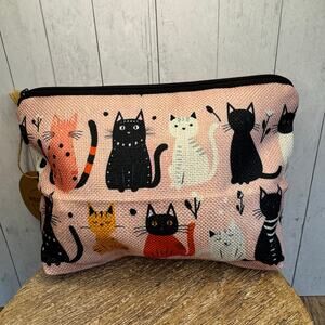 Makeup Bag Cat Lover Bag Artist Pouch Pink Pouch NEW FAST SHIP